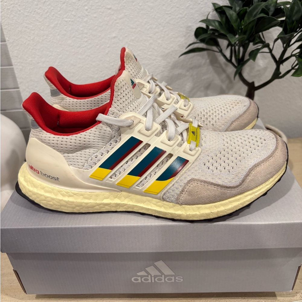 Adidas Cream and Multicolor Ultra Boost 1.0 Shoes